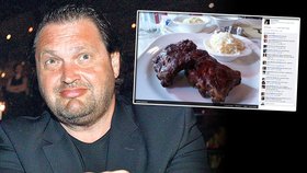 Josef Kokta si na oslavu narození svého syna Quentina, dal pořádnou porci šťavnatých žebírek