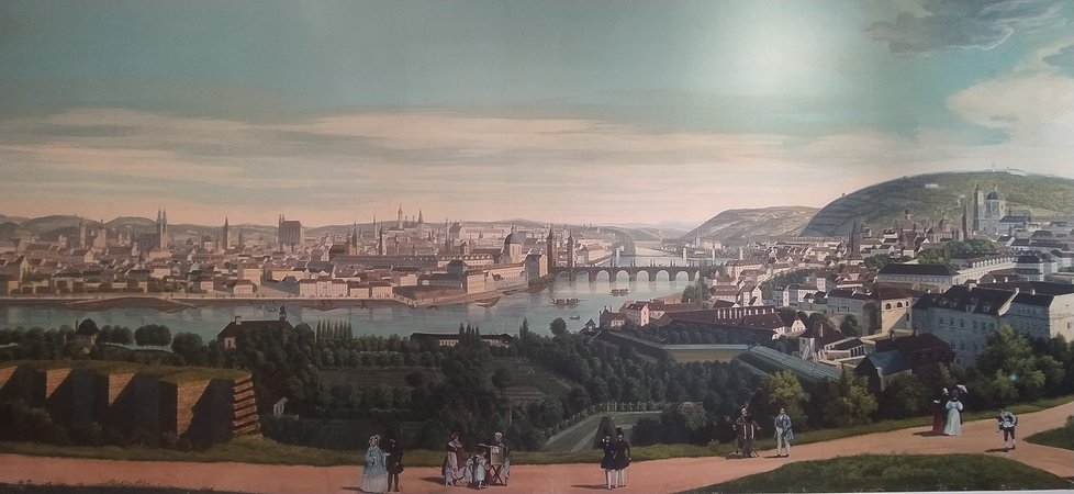 Panorama Prahy z roku 1844 nabízí úžasný pohled na Prahu.