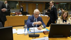 Šéf unijní diplomacie Josep Borrell na jednání ministrů zahraničí zemí EU v Brselu (22.5.2023)