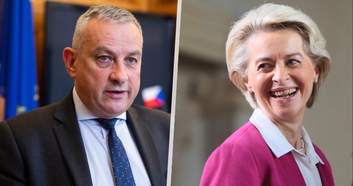 Předsedkyně Evropské komise Ursula von der Leyenová a budoucí český eurokomisař Jozef Síkela (za STAN).