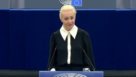 Julija Navalná vystoupila s emotivním projevem v europarlamentu ve Štrasburku (28. 2. 2024).