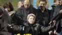 Julija Tymošenková při projevu na kyjevském Majdanu