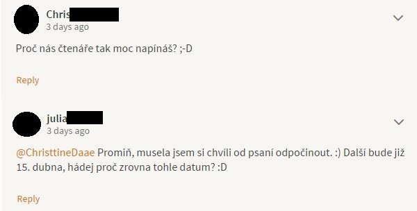 Julinka psala populární povídky - další kapitolu slibovala na 15. dubna.