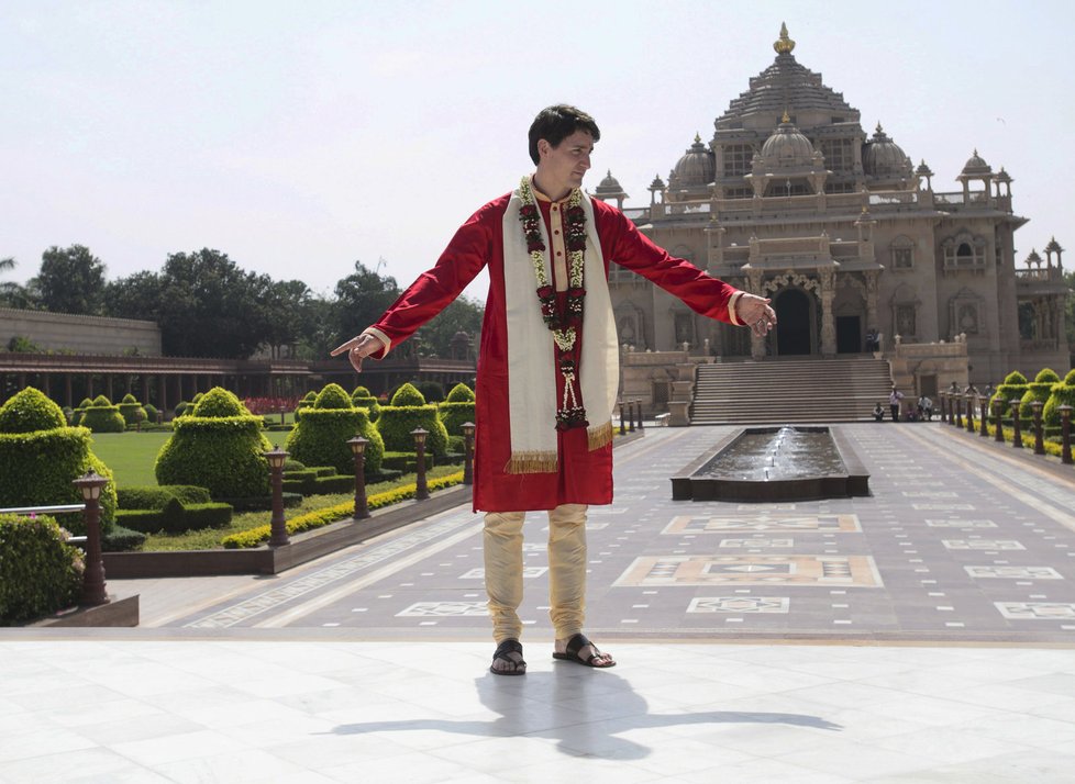 Kanadský premiér Justin Trudeau na návštěvě v Indii.