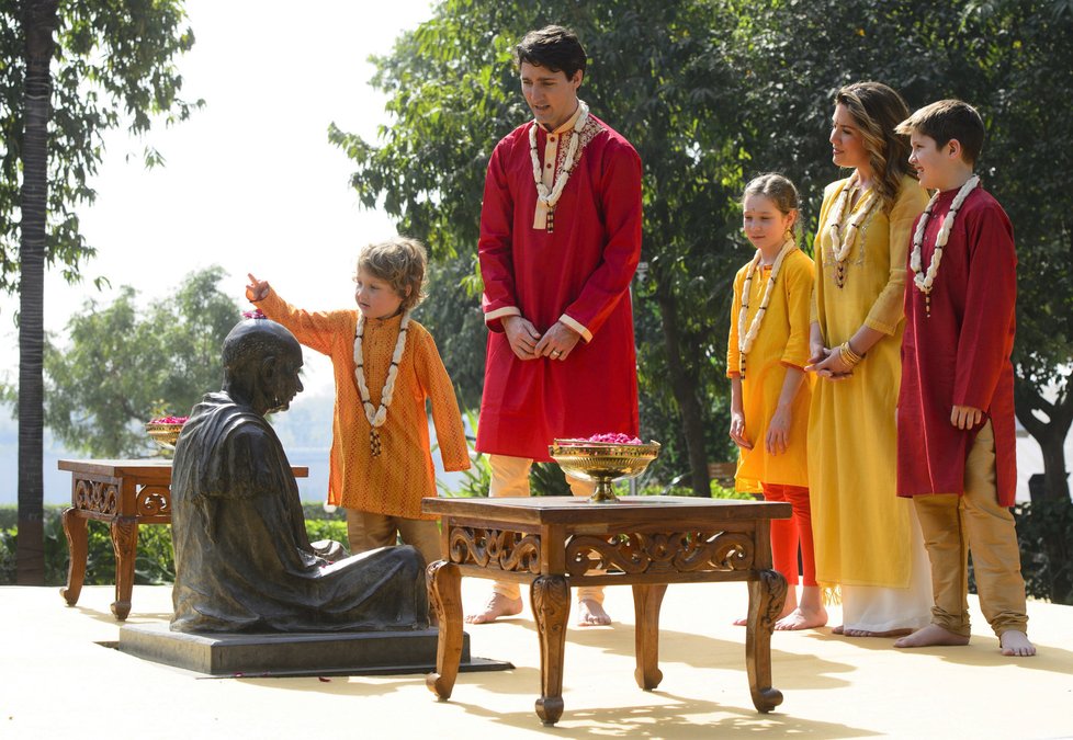 Kanadský premiér Justin Trudeau se svou rodinou navštívil Indii.