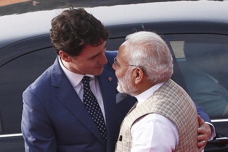 Kanadský premiér Justin Trudeau se setkal se svým indickým protějškem Naréndrou Módím.