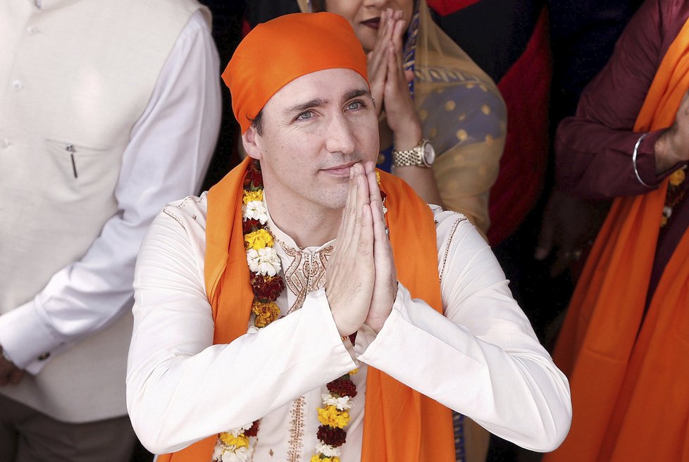 Kanadský premiér Justin Trudeau na návštěvě v Indii.