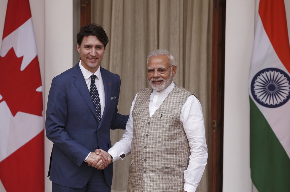 Kanadský premiér Justin Trudeau se setkal se svým indickým protějškem Naréndrou Módím.