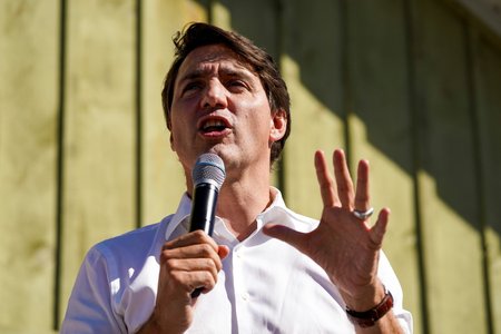 Kanadský premiér Justin Trudeau během předvolební kampaně 2021.