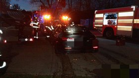 Mercedes prorazil zábradlí a skončil v řece.