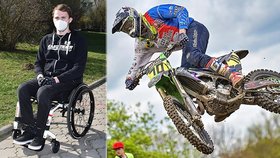 Motokrosař David při tréninku spadl a ochrnul: Má naději zase chodit, na léčbu potřebuje peníze