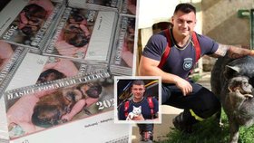 Členové HZS zapózovali s opuštěnými zvířaty v projektu Hasiči pomáhají útulkům