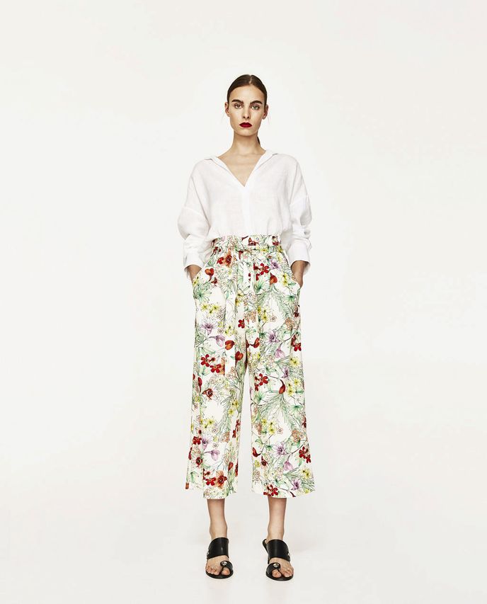 Kalhoty culottes s květinovým potiskem, Zara, 599 Kč