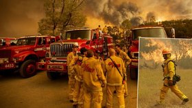 Hasiči bojují v Kalifornii s požáry.