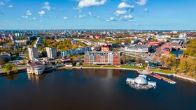 Letecké záběry Kaliningradu.