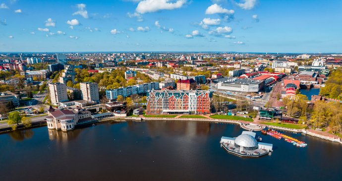 Letecké záběry Kaliningradu.