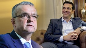 Šéf poslanců TOP 09 Miroslav Kalousek a rezignující řecký premiér Alexis Tsipras