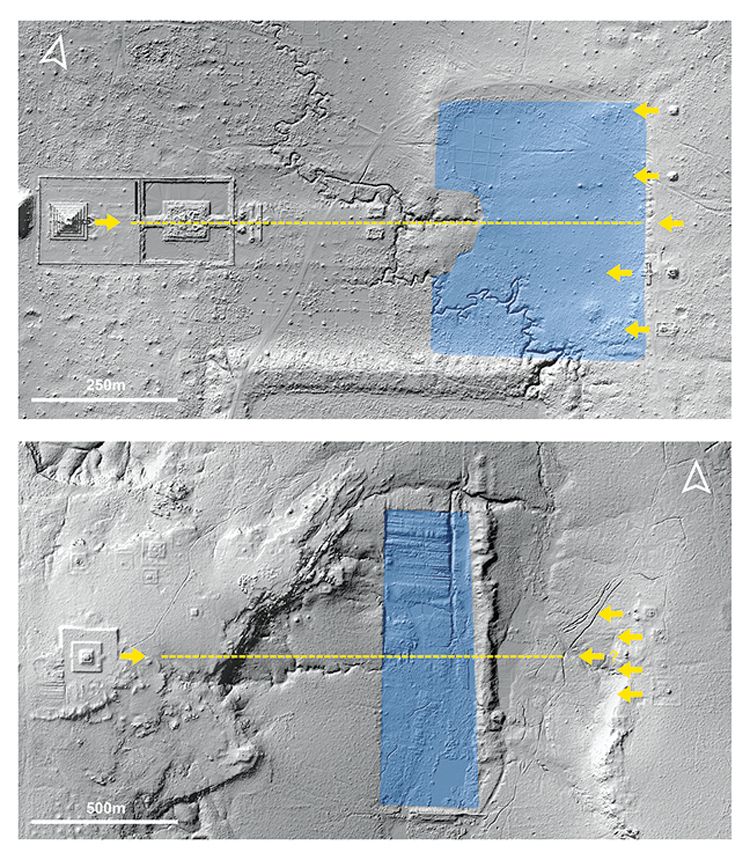 LIDARový model nedokončené vodní nádrže ve ztraceném kambodžském městě, která měla zřejmě sloužit k zavlažování polí