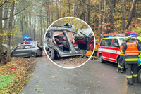 Vážná nehoda u Kamenného Přívozu: Porsche narazilo do stromu, zasahoval vrtulník