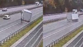 Opilý kamioňák driftoval na dálnici D1, trefil svodidla a ujel.