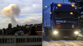 Tři kamiony s vyskladněnou municí a výzbrojním materiálem odjely z areálu ve Vlachovicích-Vrběticích na Zlínsku.