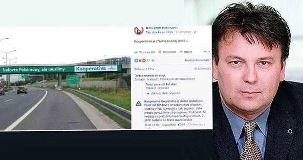 Mluvčí Kooperativy Milan Káňa uvedl pro Blesk.cz, že se společnost ohradí proti problematické fotomontáži.