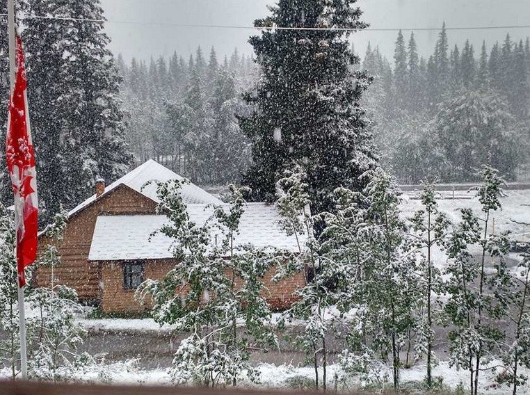 Kanadské Calgary zapadalo v srpnu sněhem.