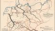 Mapa existujících a plánovaných vodních cest Německého císařství a Rakousko-Uherska v roce 1903