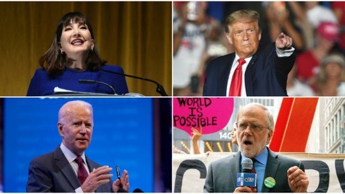 Čtyři z kandidátů na prezidenta Spojených států ve volbách 2020