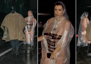 Kanye West s Biancou oblečenou iba v pláštenke