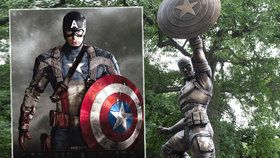 Kapitán Amerika z bronzu: V New Yorku odhalili nadživotní sochu komiksové postavičky.