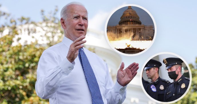 Americký prezident Joe Biden uctil památku policistů, kteří zemřeli po a během útoku na Kapitol (6. 8. 2021)