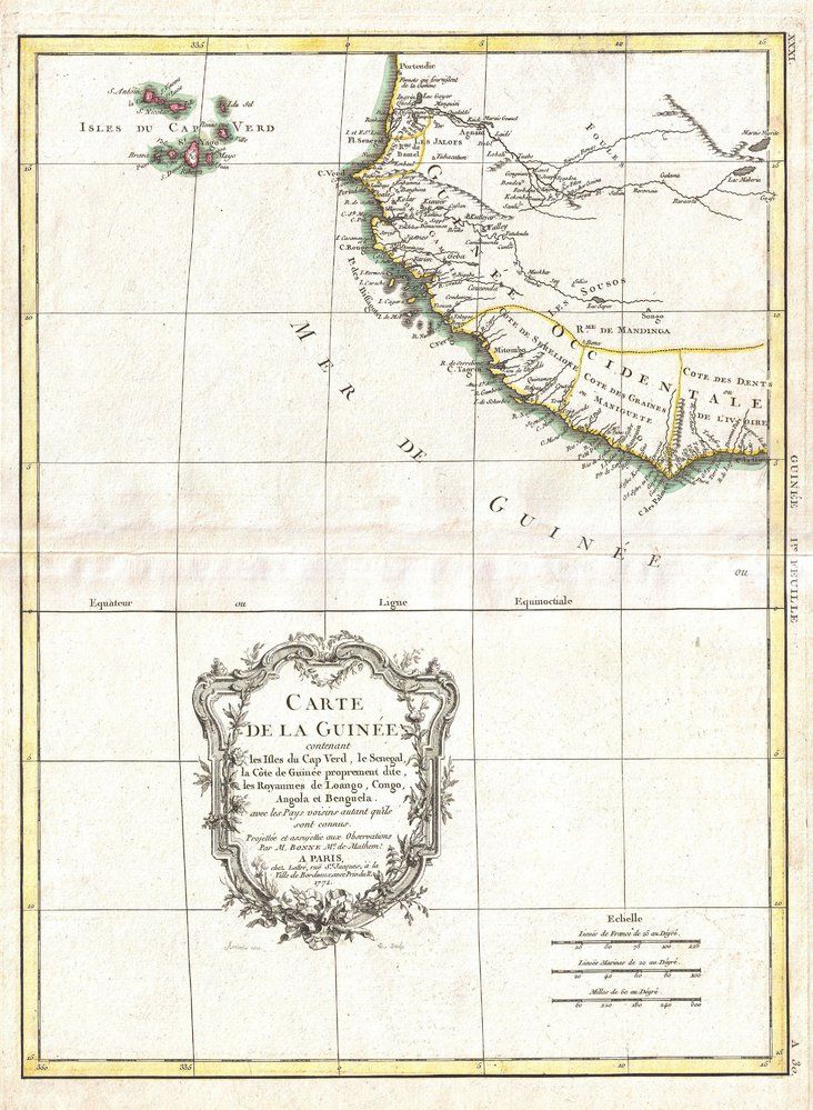 Kapverdské ostrovy se na staré portugalské mapě nacházejí v levém horním rohu