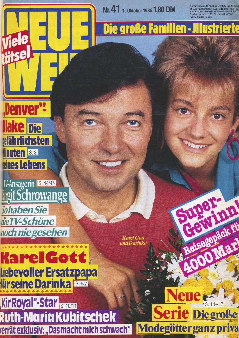 Karel Gott s Darinkou Rolincovou na obálce Neue Welt v roce 1986.