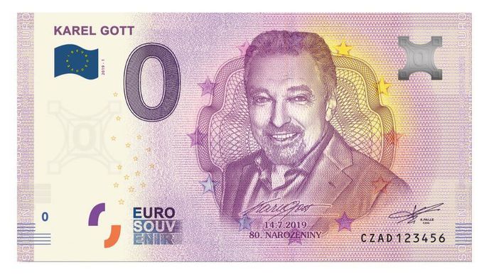 Pamětní eurobankovka s portrétem Karla Gotta, která vyjde u příležitosti jeho 80. narozenin
