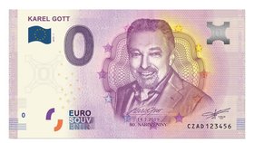 Pamětní eurobankovka s portrétem Karla Gotta, která vyšla u příležitosti jeho 80. narozenin