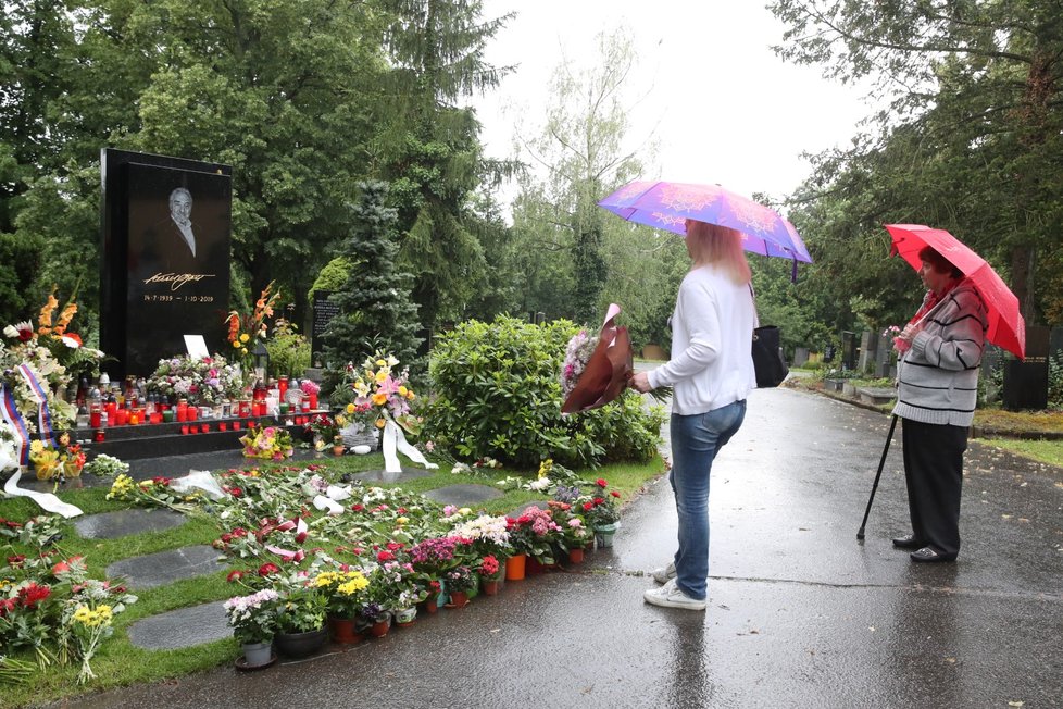 Dominika Gottová s maminkou Antonií u hrobu Karla Gotta