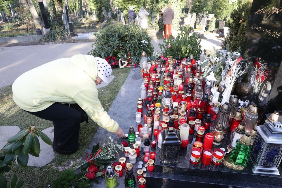 Hrob Karla Gotta devět dnů poté, co do něj vdova Ivana uložila jeho ostatky.