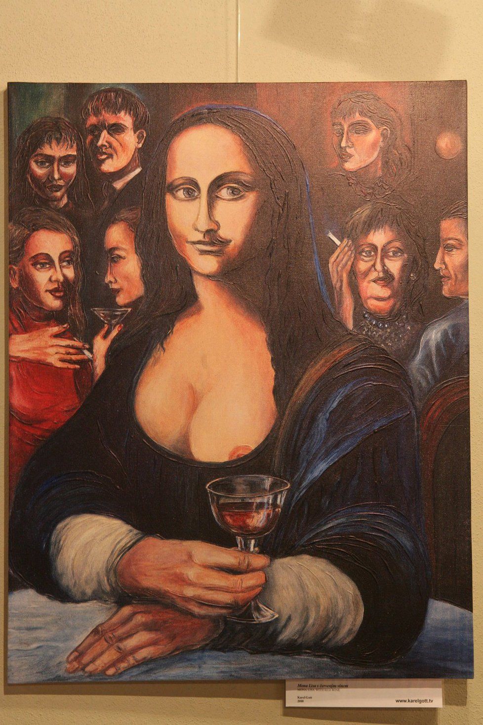 Obraz Karla Gotta Mona Lisa s červeným vínem