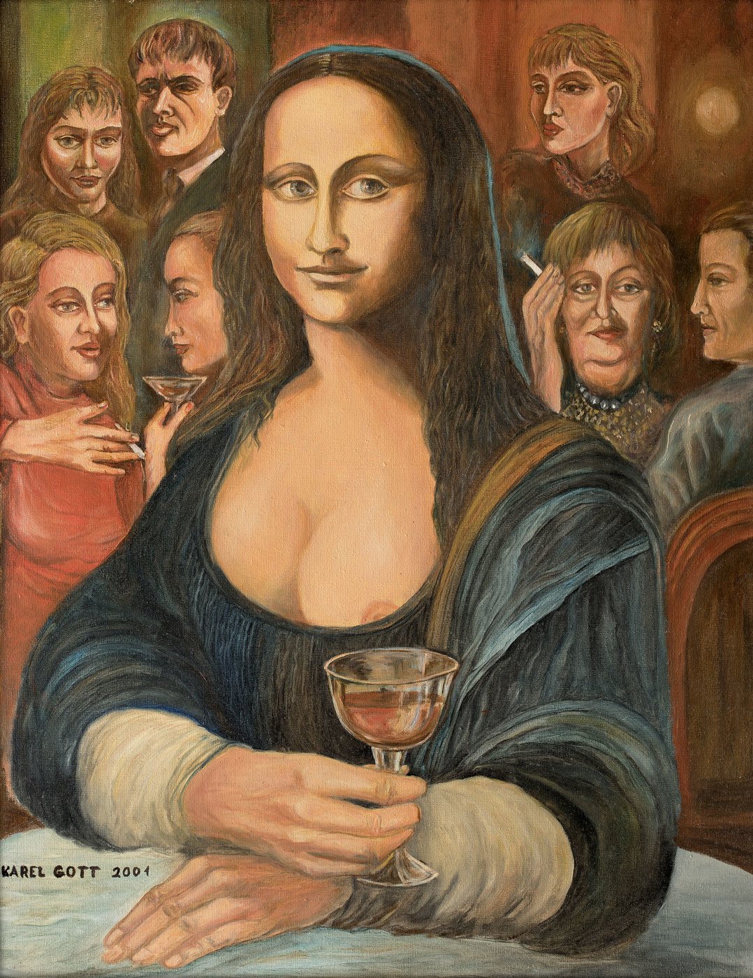 Mona Lisa s červeným vínem, Slavík se nechal slavným dílem Leonarda da Vinciho inspirovat v roce 2001.