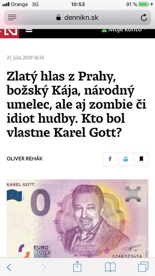 Původní titulek článku Denníku N o smrti Karla Gotta.