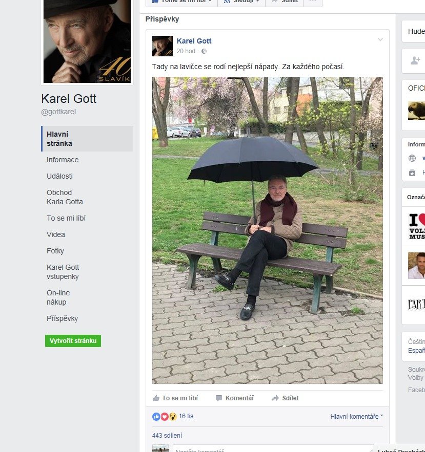 V pondělí zveřejnil na svém Facebooku fotku, jak sedí na lavičce na Bertramce. Pod snímkem proběhla vlna nevole.