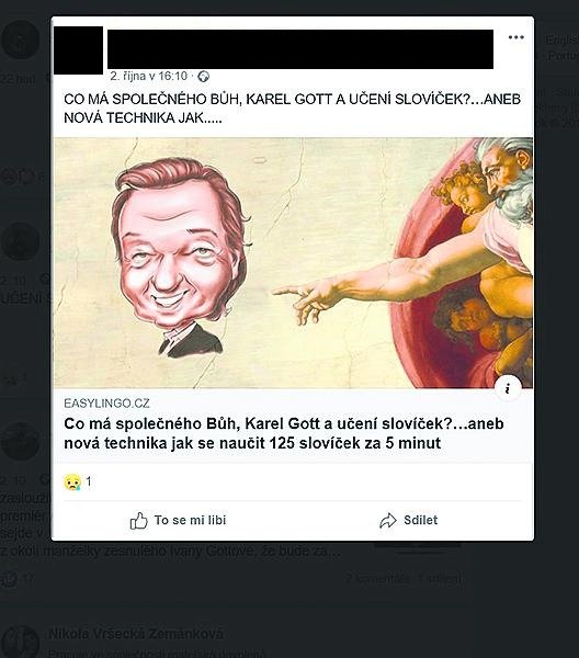 Po smrti se stal Gott i prostředkem reklamy. Takto se objevil u nabídky kurzu techniky učení slovíček.