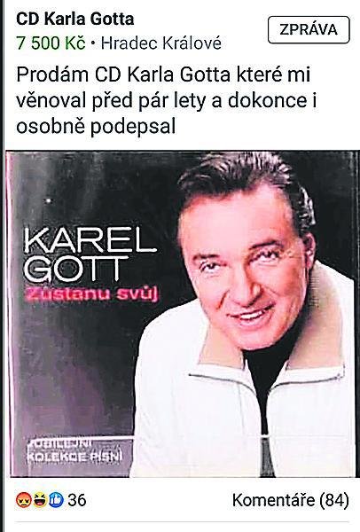 Za CD Karla Gotta s podpisem chtěl prodejce několikatisícovou částku.