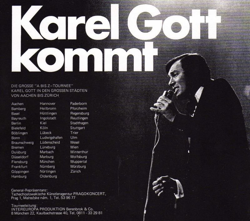 Poutač na Gottovo turné v roce 1970.
