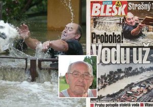 Muž z titulní stránky Blesku: Karel Hanzlík (68) z Českého Krumlova zachraňoval z velké vody psa Valdu.