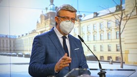 Karel Havlíček  při tiskovce na Úřadu vlády (28.1.2021)