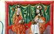 Blanka z Valois a Karel IV. po korunovaci. Iluminace z císařova životopisu. 