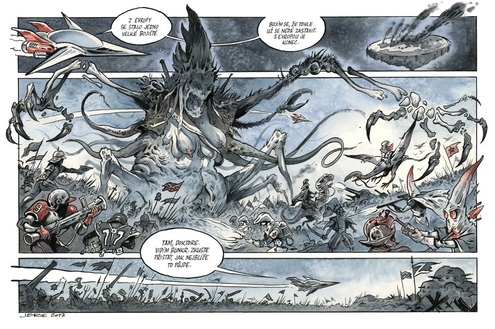 Komiksová tvorba Karla Jerieho je působívá. Využívá při ní řadu inspirací, např. fantasy, sci-fi i hororu.