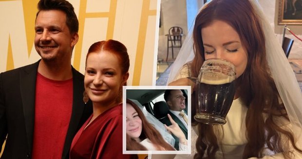 Karel Kašák a Kateřina Bláhová ve svatebním...